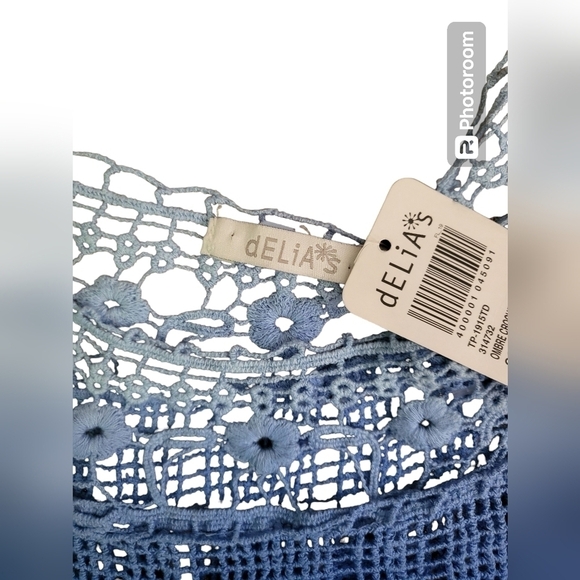 💕Delia's‎ knit/crochet crop tank top Womens Size S New - Picture 2 of 5